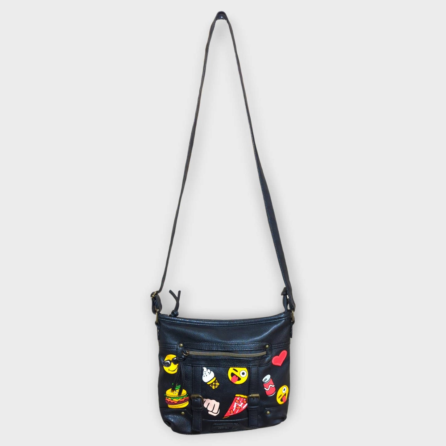 WALLFLOWER Black Emoji Adjustable Crossbody Purse Handbag NWOT