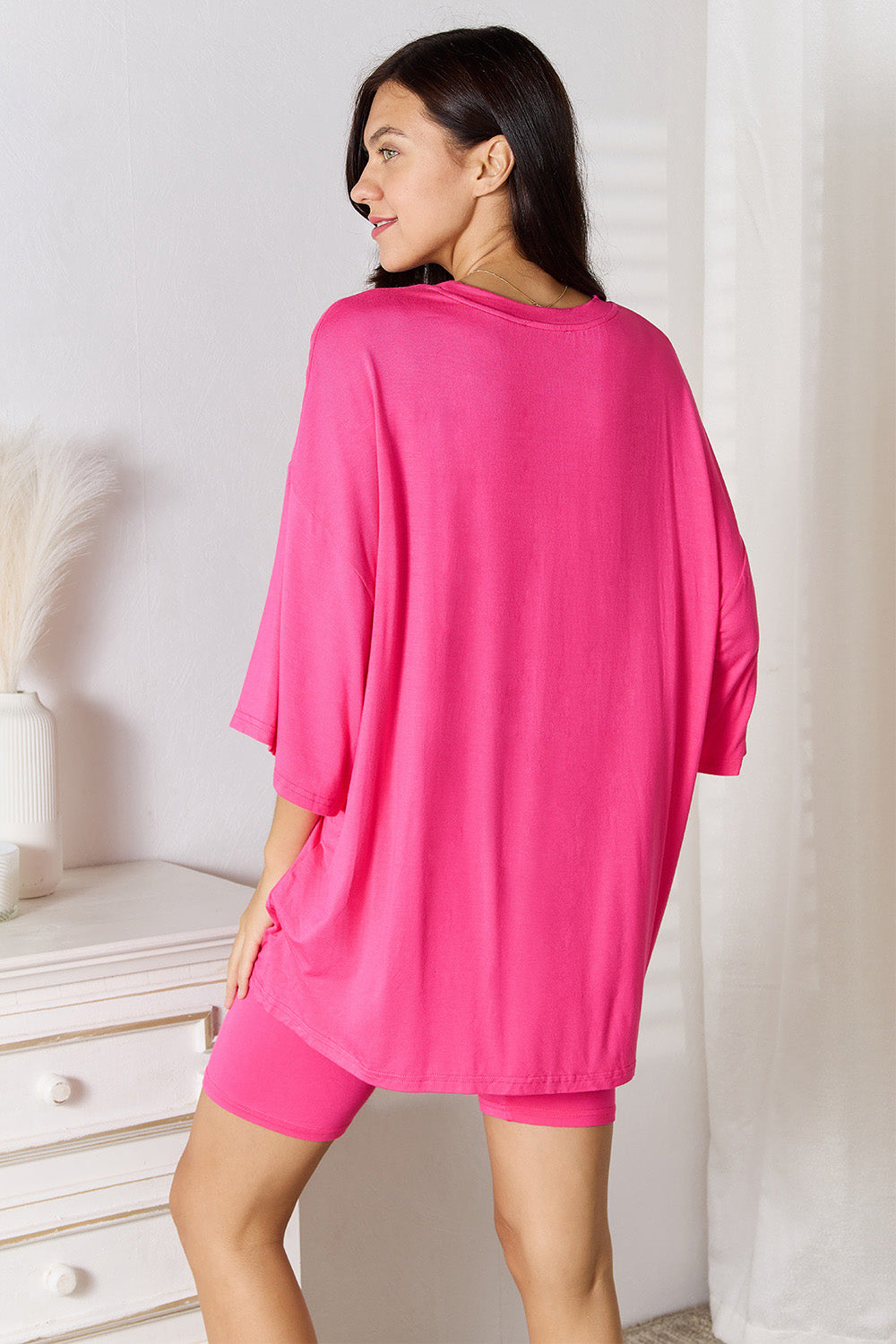 Basic Bae Soft Rayon Three-Quarter Sleeve Top and Shorts Set