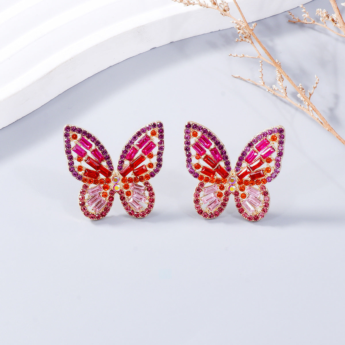 Large Sparkle Rhinestone Butterfly Post Earrings Spring Great GIft!