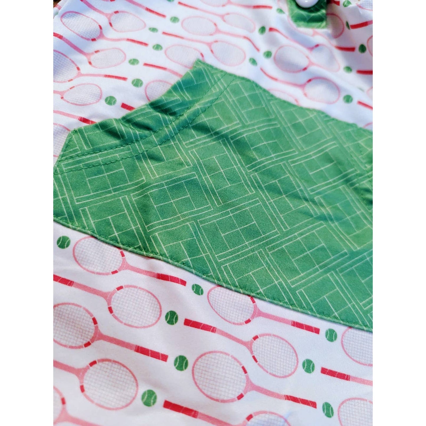 PETE + LUCY Terrific Tennis Green Red Infant Romper 6-9 months