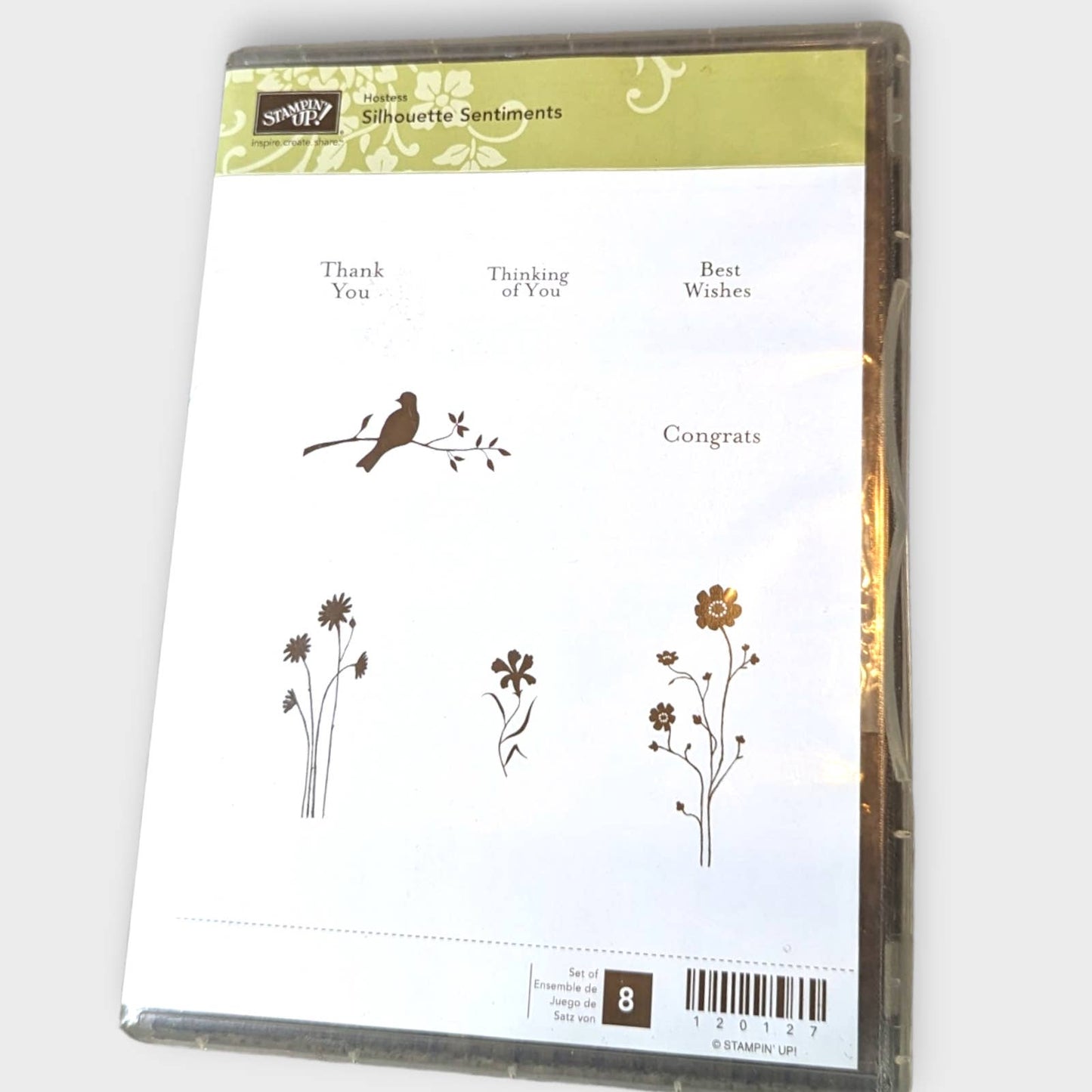 STAMPIN' UP! Silhouette Sentiments Rubber Stamps Floral Bird Crafts Cards NEW