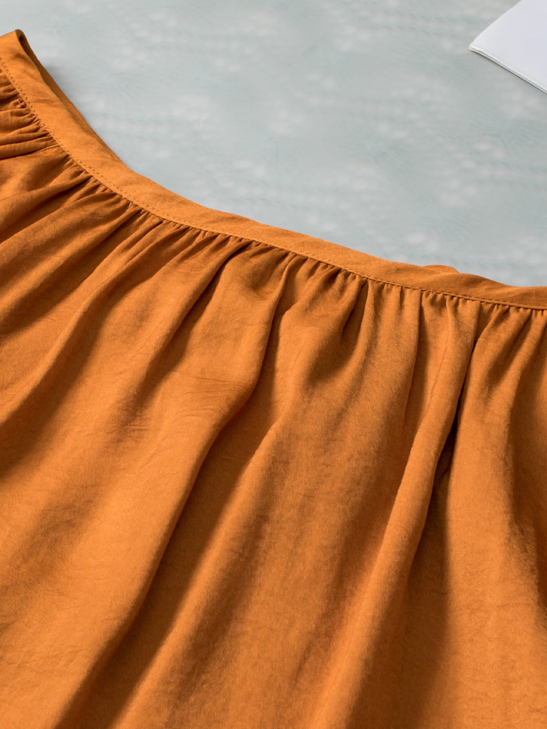Caramel Balloon Sleeve Blouse with Tie Neck Career Casual