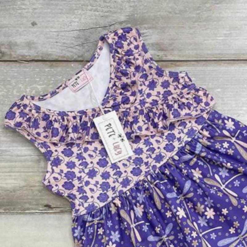 PETE + LUCY Dragonfly Dreams Purple Sleeveless Ruffle Dress Baby Girl 0-6 months NEW