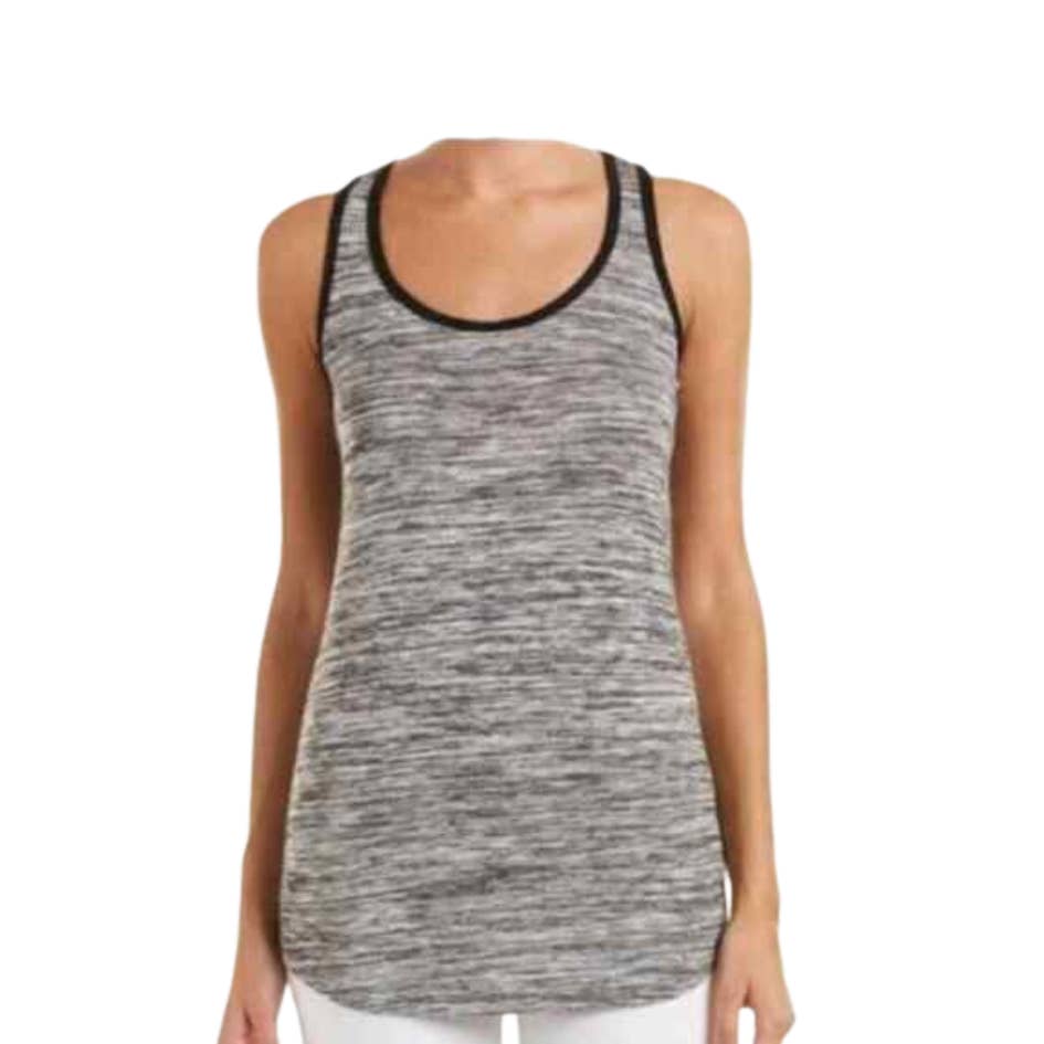 CAbi #3085 Black Gray Marled Lightweight Sweater Tank Medium Workout