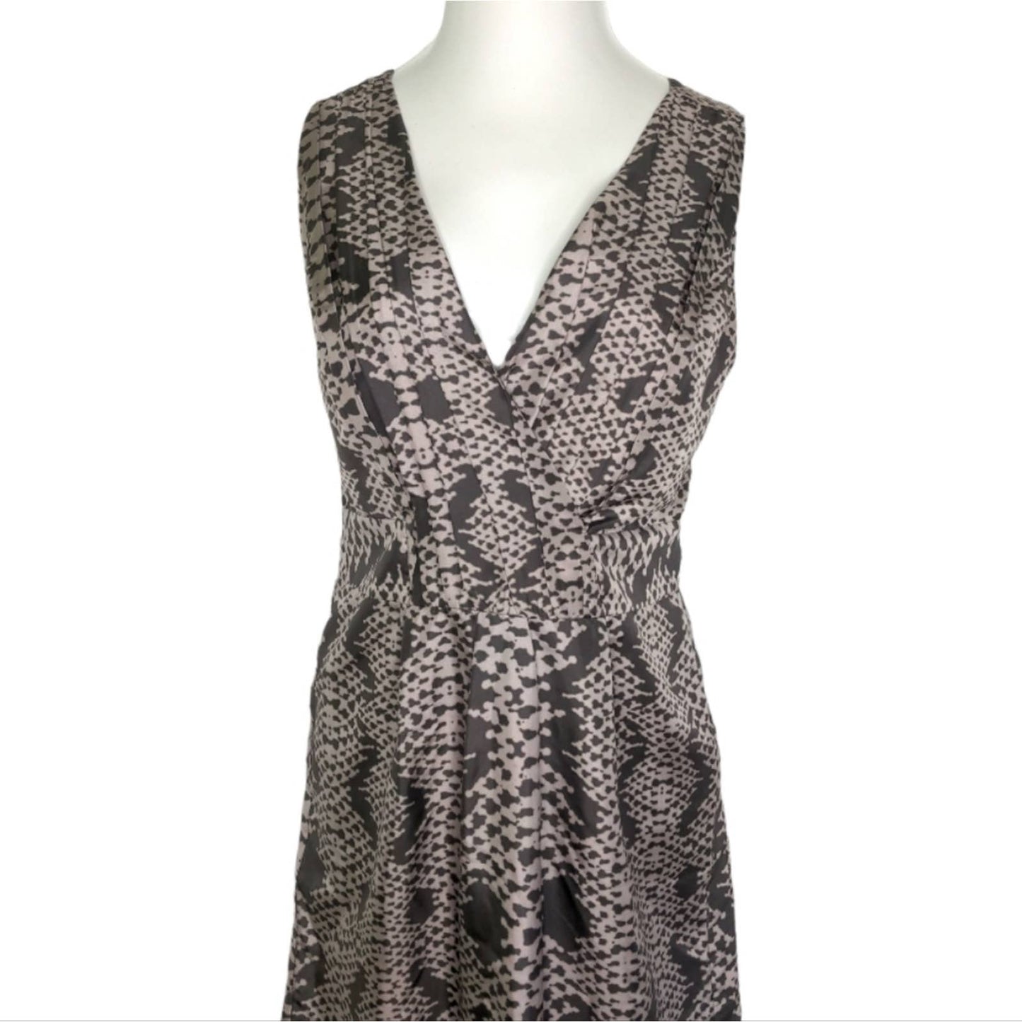 BANANA REPUBLIC Tan Brown Snakeskin Print Silk Faux Dress Size 14