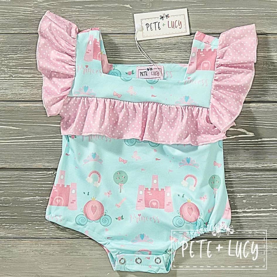 PETE + LUCY Princess Carriage Ruffle Romper Infant Baby