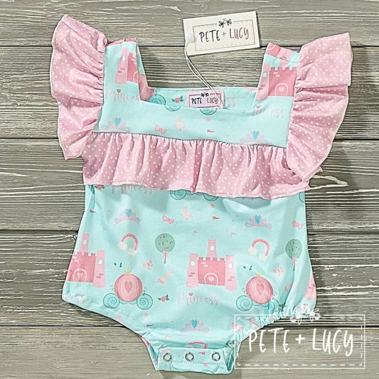 PETE + LUCY Princess Carriage Ruffle Romper Infant Baby