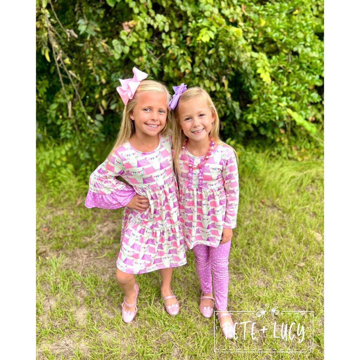 PETE + LUCY Fancy Camping 2 Piece Set Pants Babydoll Top Pink