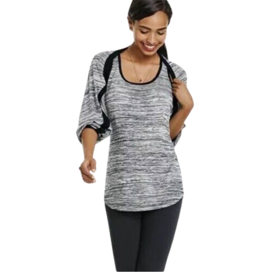 CAbi #3085 Black Gray Marled Lightweight Sweater Tank Medium Workout