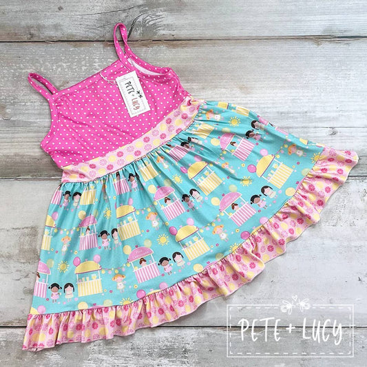 PETE + LUCY Pink Lemonade Stand Ruffle Dress