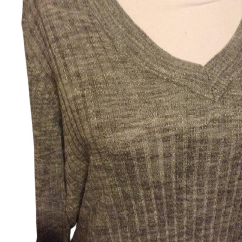 AVA & VIV Gray Marled Lightweight Ribbed Fall Sweater Plus 14W X 1X NEW