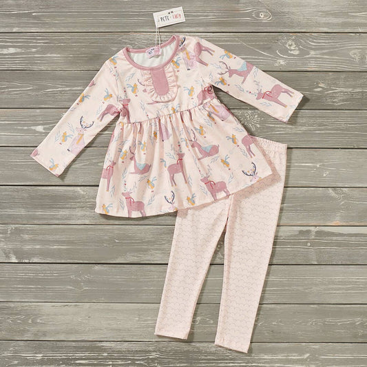 Northern Winter Pink Holiday 2 Piece Pant Set by PETE + LUCY Girls