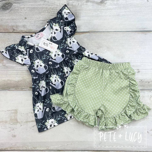 PETE + LUCY Garden Girl 2 Piece Summer Ruffle Short Set