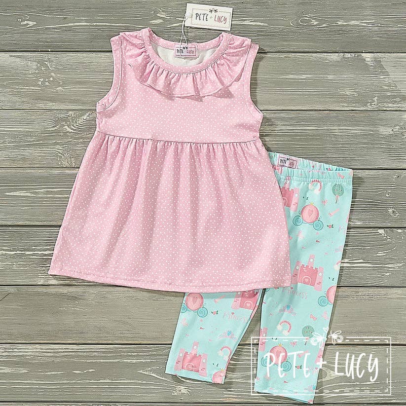 PETE + LUCY Pink and Blue Princess Carriage 2-Piece Short Set
