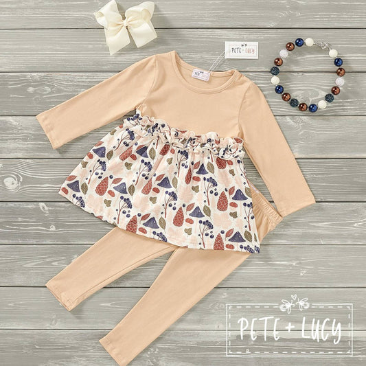 PETE + LUCY Fun in the Forest 2-Piece Set Pants Babydoll Top