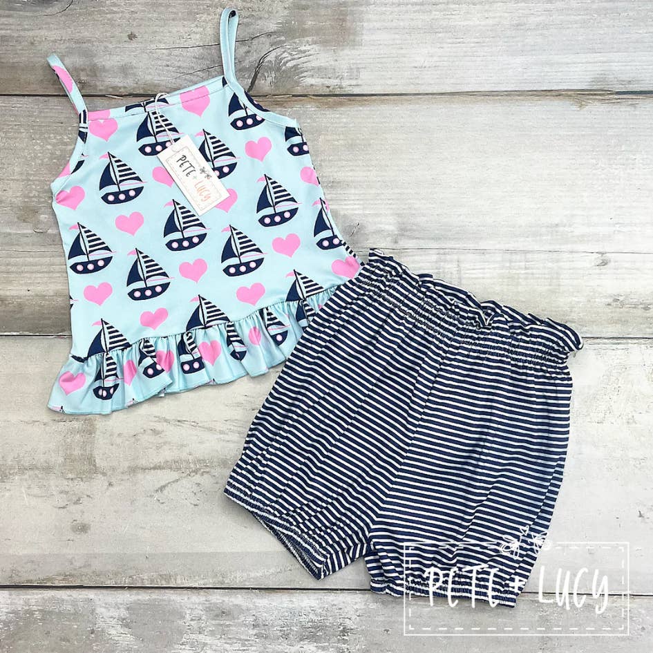 PETE + LUCY Sail Away 2 Piece Short Set for Baby