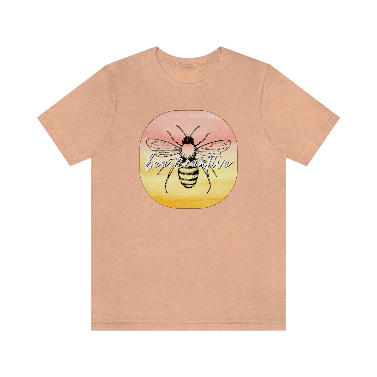 Bee Creative Orange Yellow Ombre Watercolor Background Makers Artists Crafters Unisex Jersey Short Sleeve Tee Small-3XL