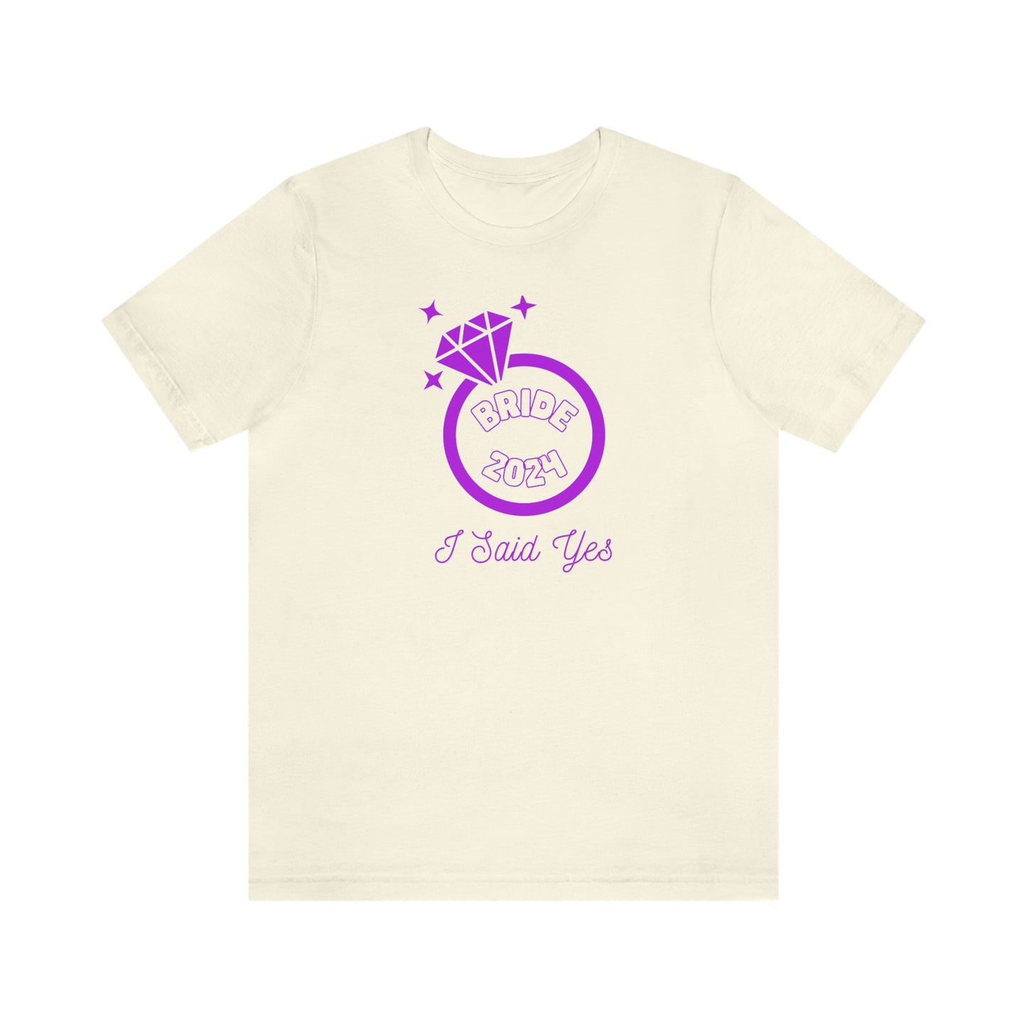 I Said Yes Bride 2024 Engagement Purple Diamond Ring Unisex Jersey Short Sleeve Tee Small-3XL