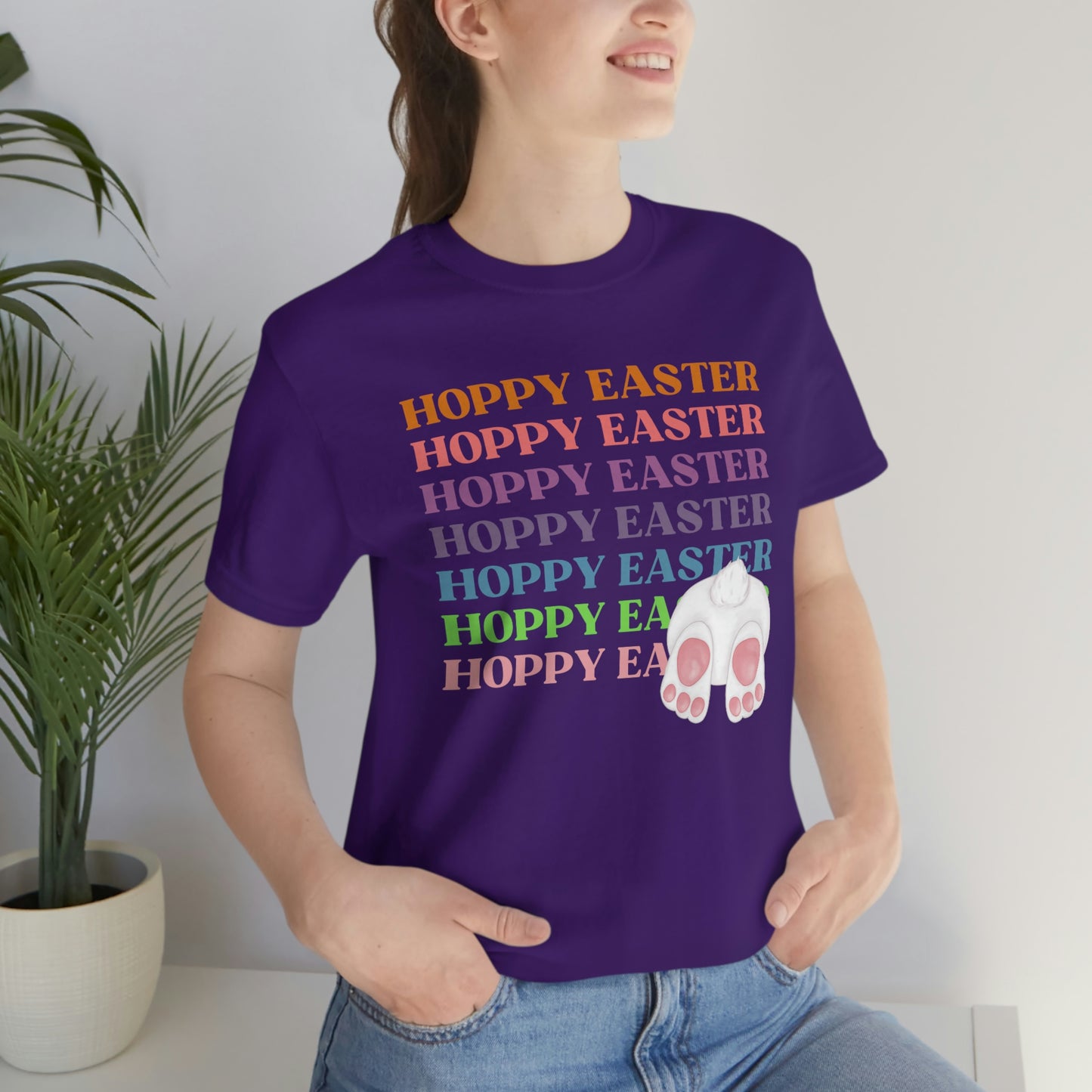 Hoppy Easter Bunny Rabbit Cotton Tail Unisex Jersey Short Sleeve Tee Small-3XL Happy Easter