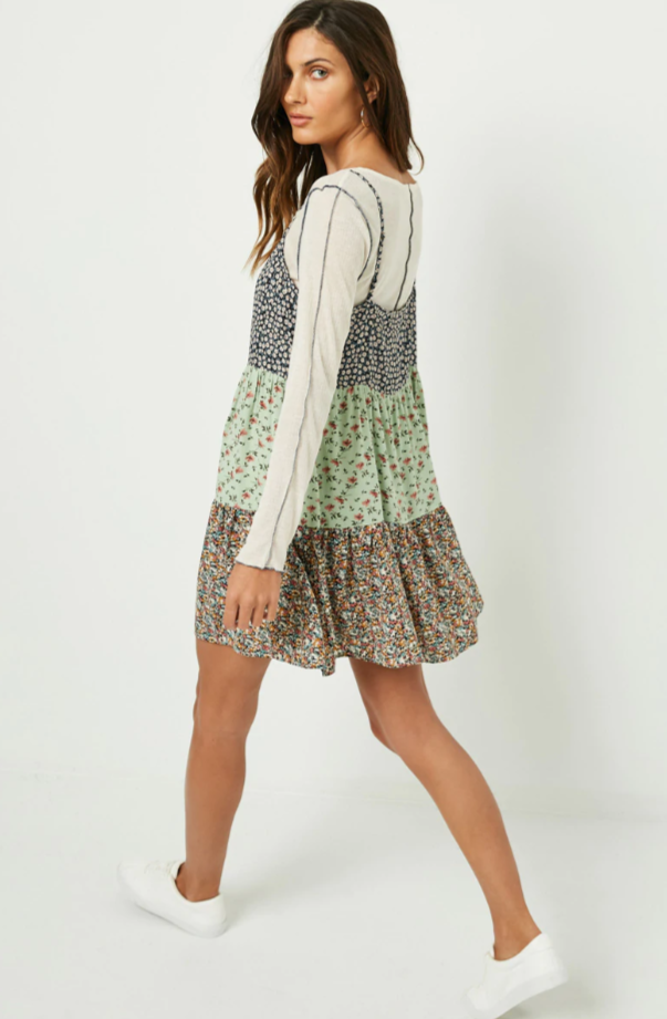 Heather Retro Vibes Floral Tiered Floral Sundress S-L