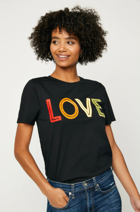 Tara Misses Black Fuzzy Love T-Shirt S-L