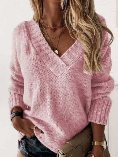 Hadley Deep V-Neck Long Sleeve Knit Top