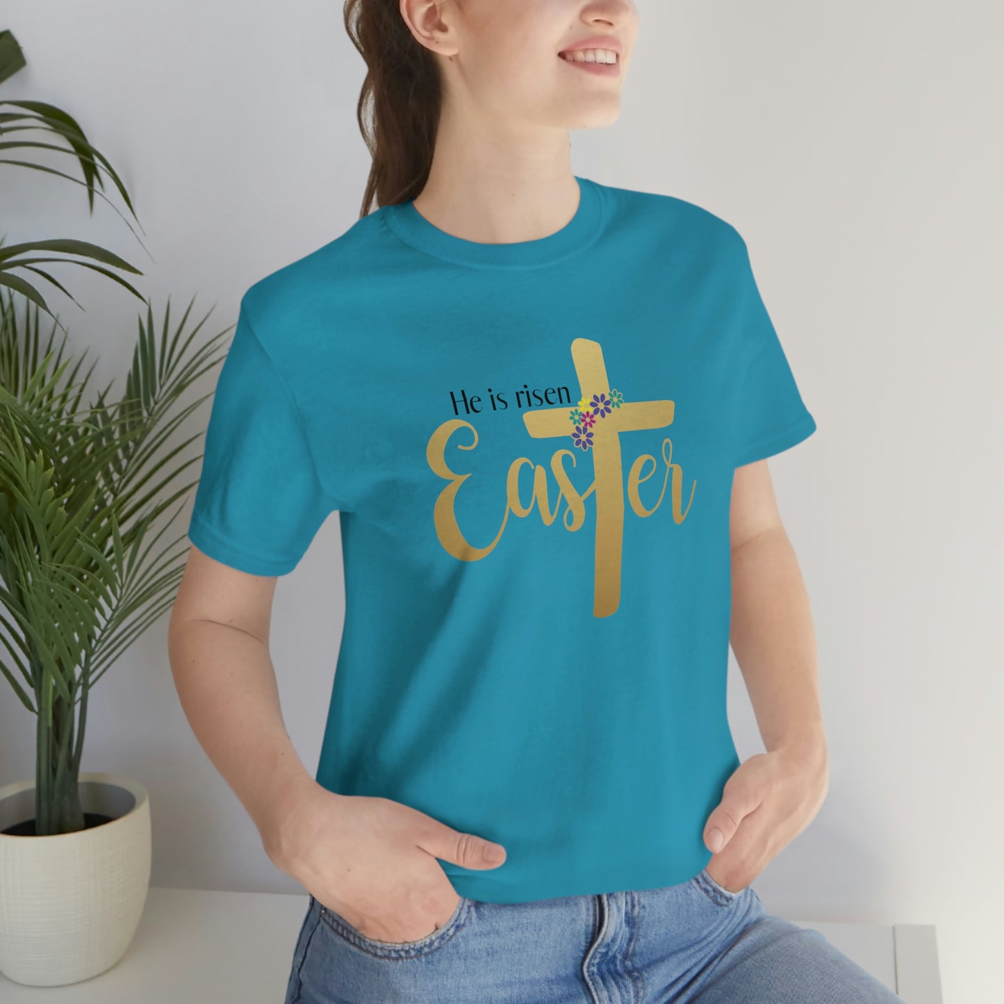 He is Risen Easter Spring Unisex Jersey Short Sleeve Tee Small-3XL