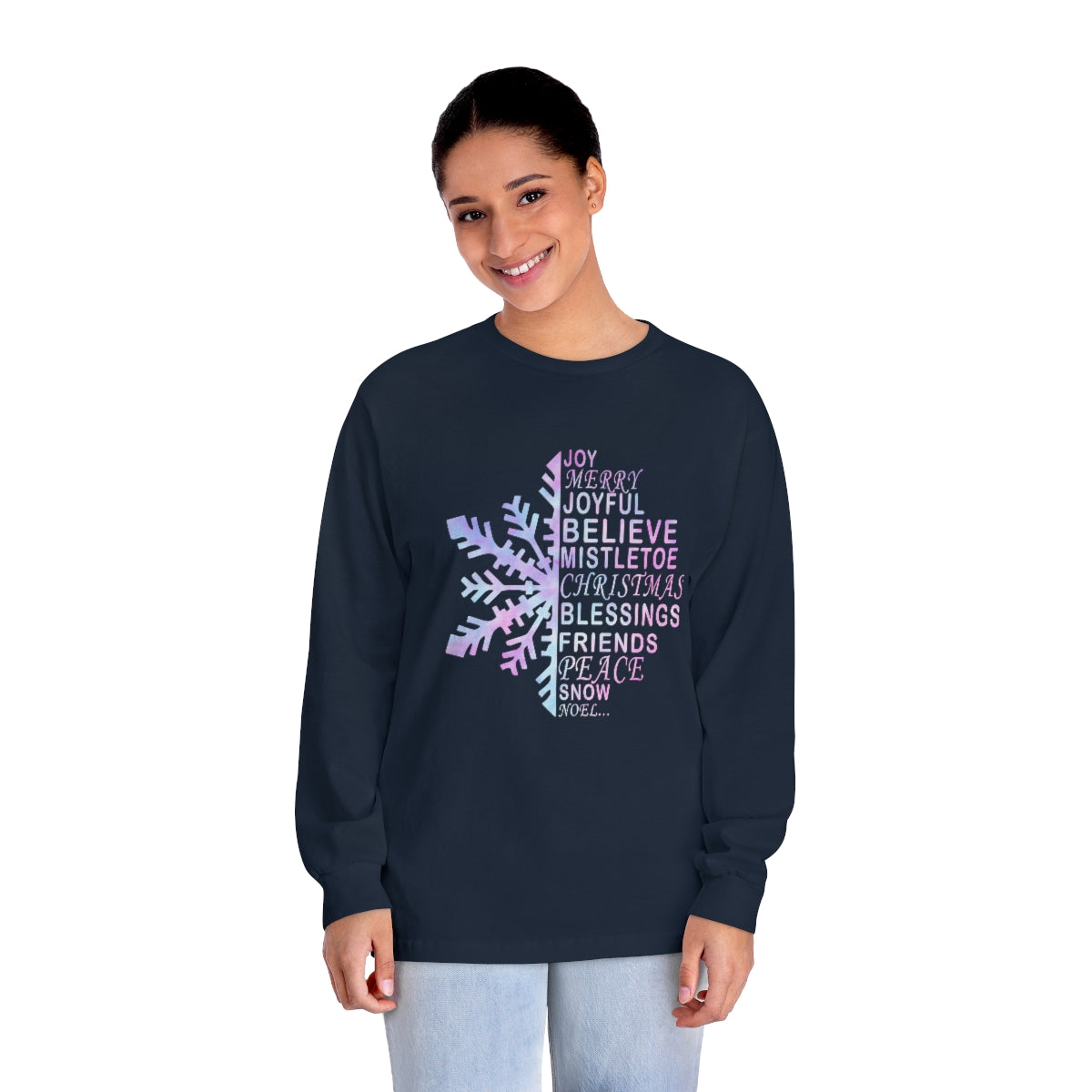 Snowflake Christmas Sentiment Unisex Classic Long Sleeve T-Shirt S-2XL