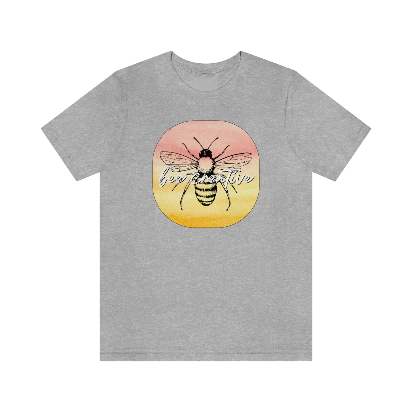 Bee Creative Orange Yellow Ombre Watercolor Background Makers Artists Crafters Unisex Jersey Short Sleeve Tee Small-3XL