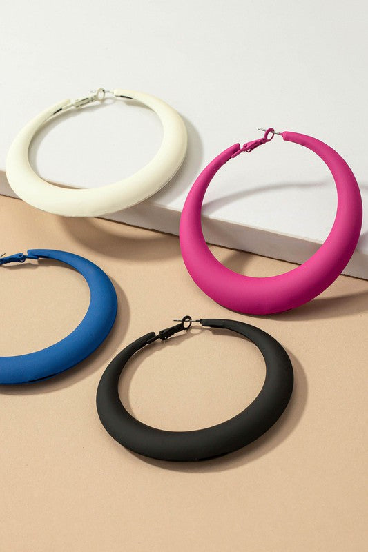 Retro Style Large Puffy Hoop Earrings