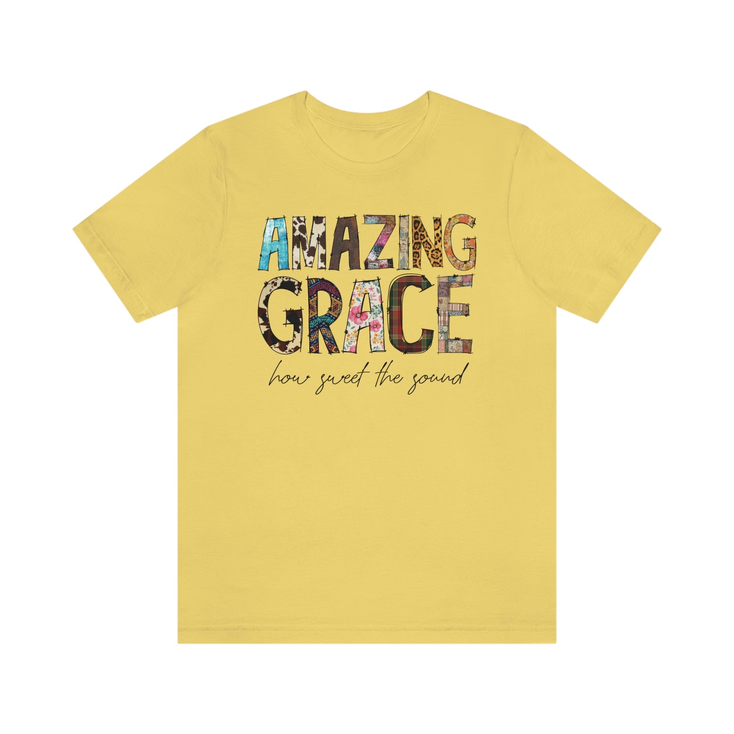 Amazing Grace Mixed Media Look Unisex Jersey Short Sleeve Tee S-3XL