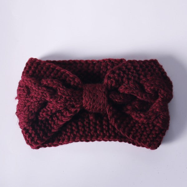 Knitted Bow Ear Warmer Stretchy Winter Headband 8 Colors