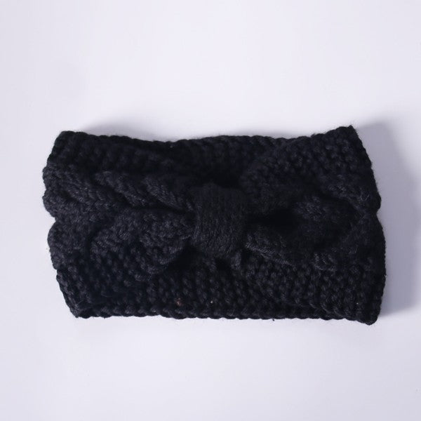 Knitted Bow Ear Warmer Stretchy Winter Headband 8 Colors