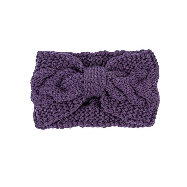 Knitted Bow Ear Warmer Stretchy Winter Headband 8 Colors