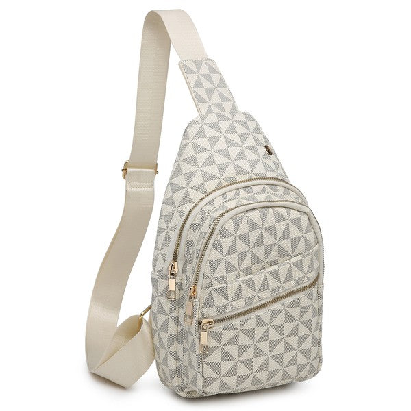 Olive Geometric Sling Backpack