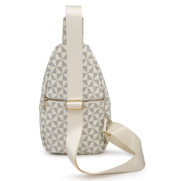 Olive Geometric Sling Backpack