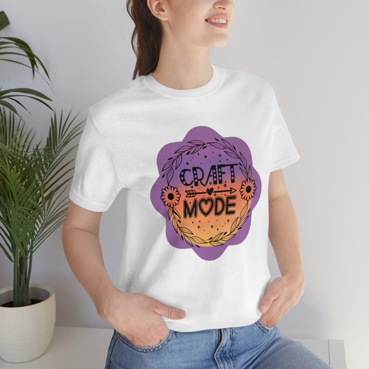 Craft Mode Purple Doodle Flower Unisex Jersey Short Sleeve Tee S-3XL