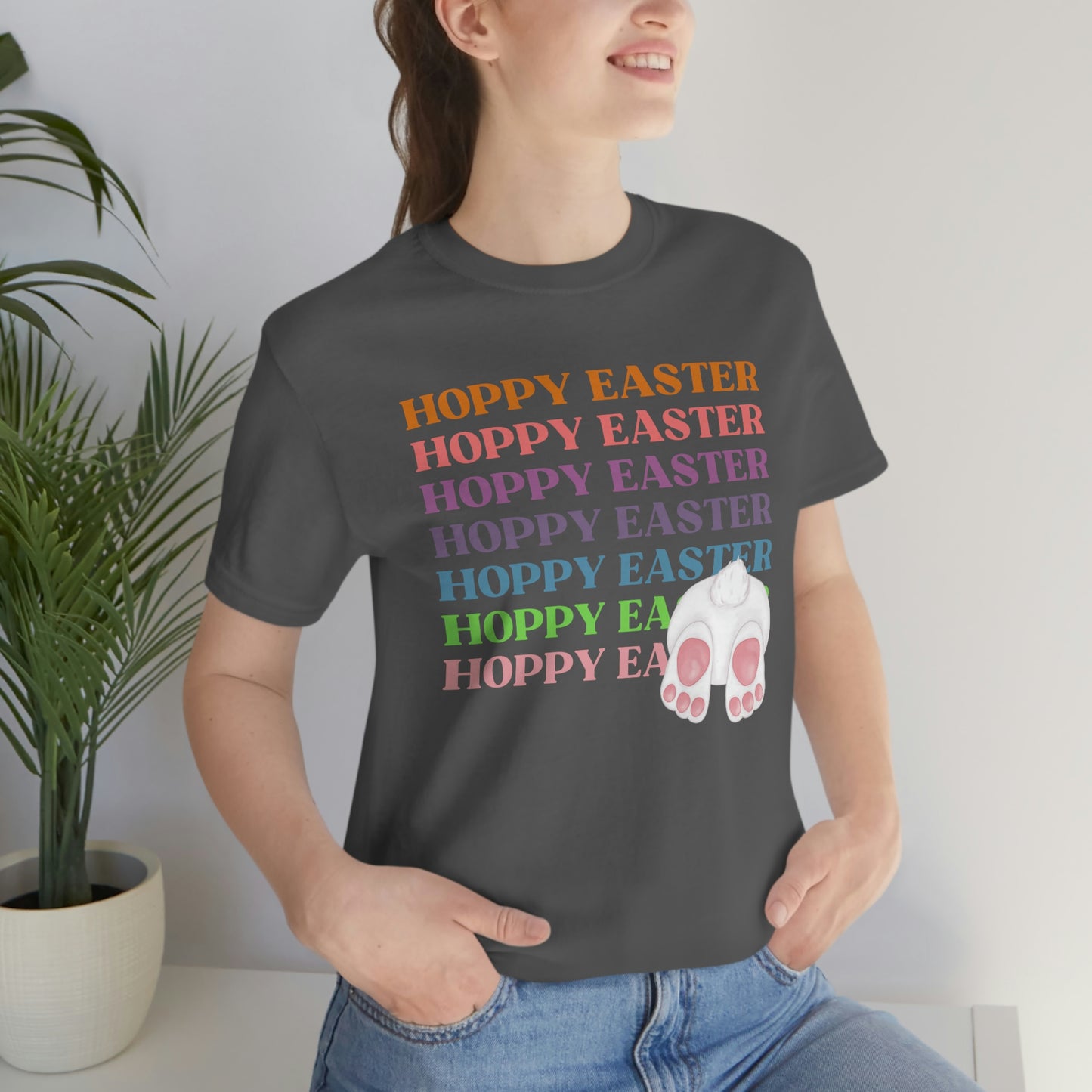 Hoppy Easter Bunny Rabbit Cotton Tail Unisex Jersey Short Sleeve Tee Small-3XL Happy Easter