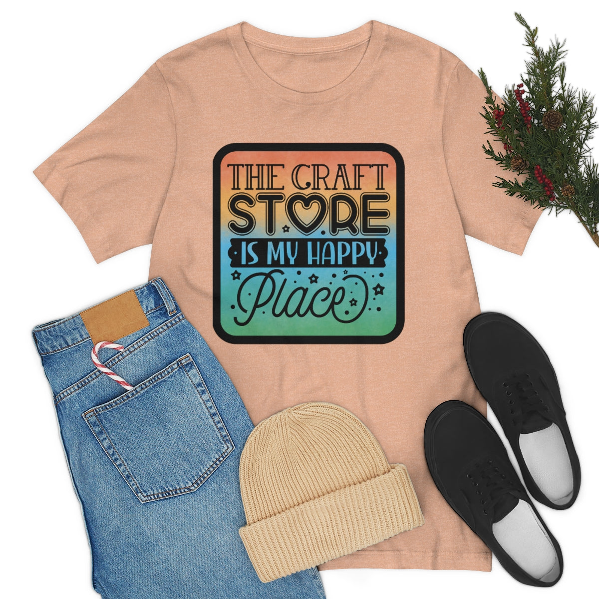The Craft Store is My Happy Place Ombre Unisex Jersey Short Sleeve Tee S-3xl