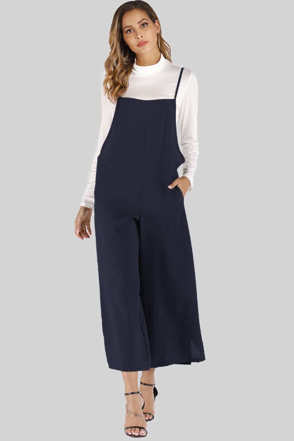 Ohai Cropped Wide Leg Overalls with Pockets S-5XL
