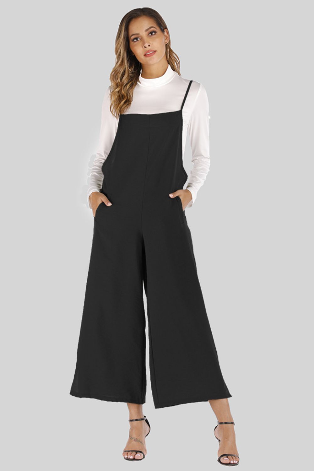 Ohai Cropped Wide Leg Overalls with Pockets S-5XL