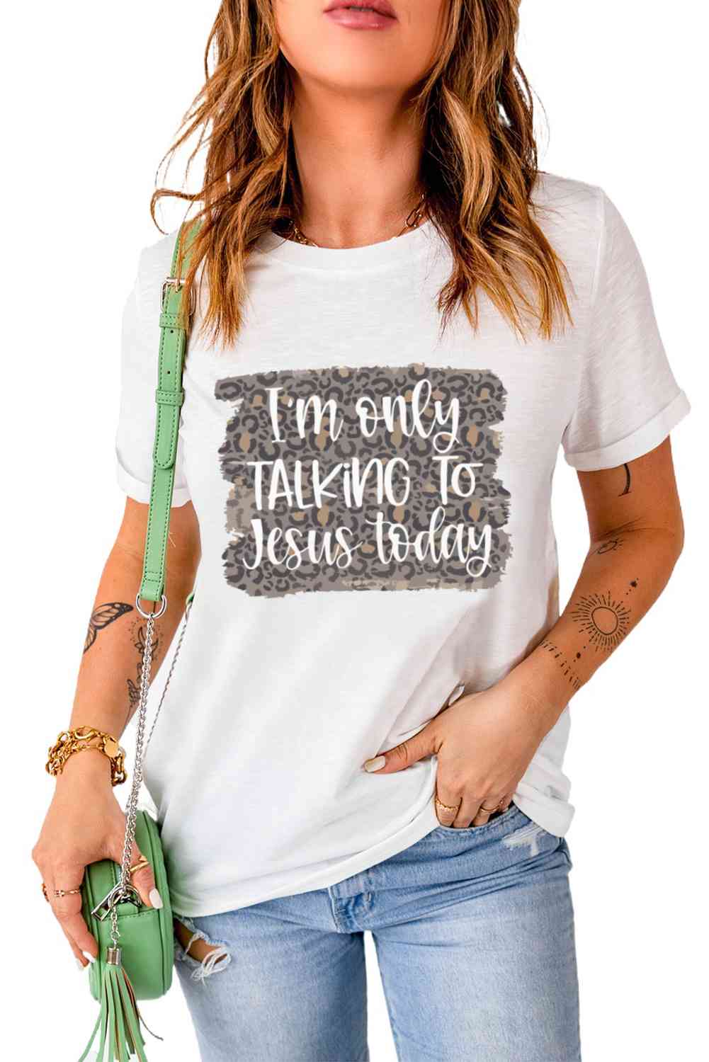 I'm Only Talking to Jesus Today Graphic Cuffed Tee