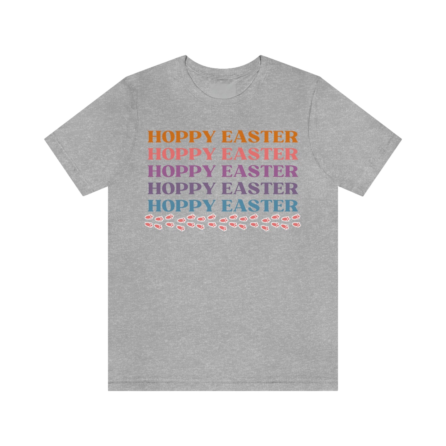 Hoppy Easter Bunny Rabbit Tracks Paw Prints Unisex Jersey Short Sleeve Tee Small-3XL Happy Easter