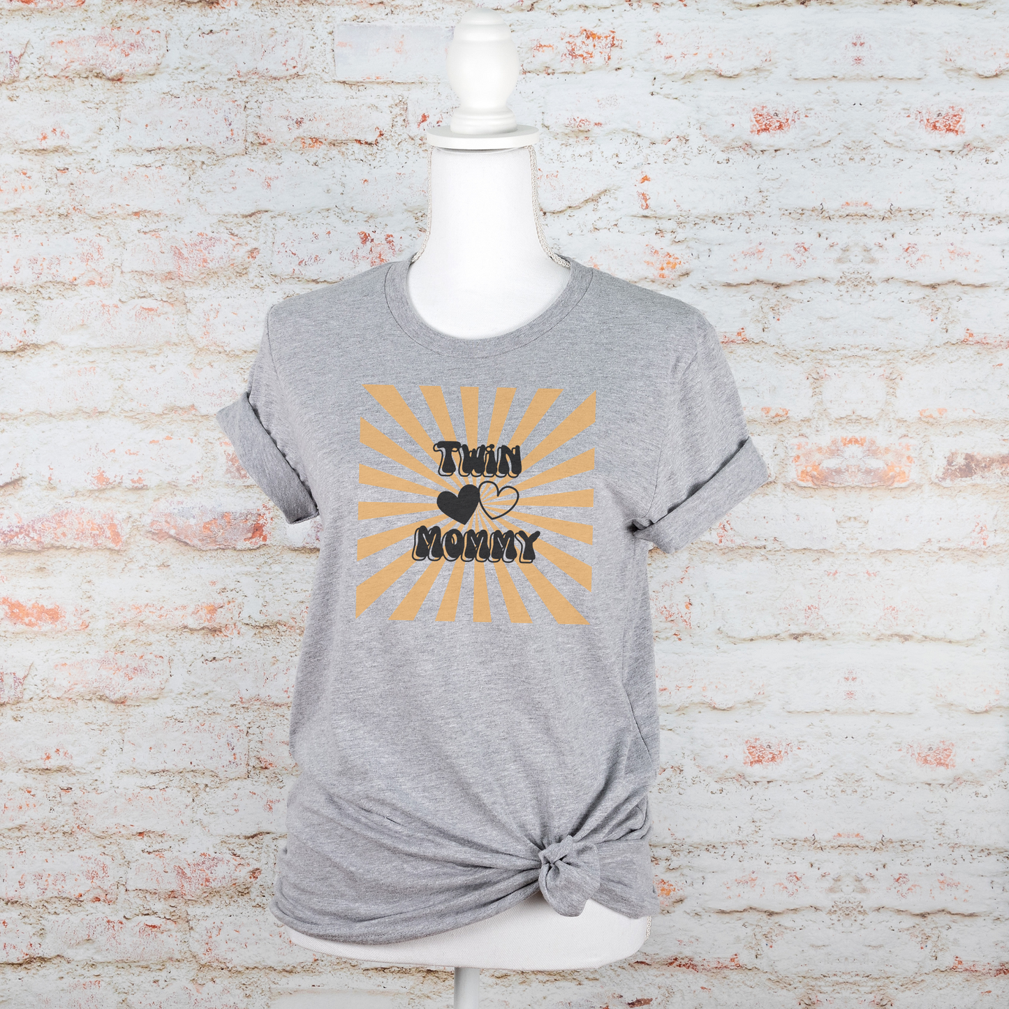 Retro Style Twin Mommy Orange Burst Unisex Jersey Short Sleeve Tee Small-3XL