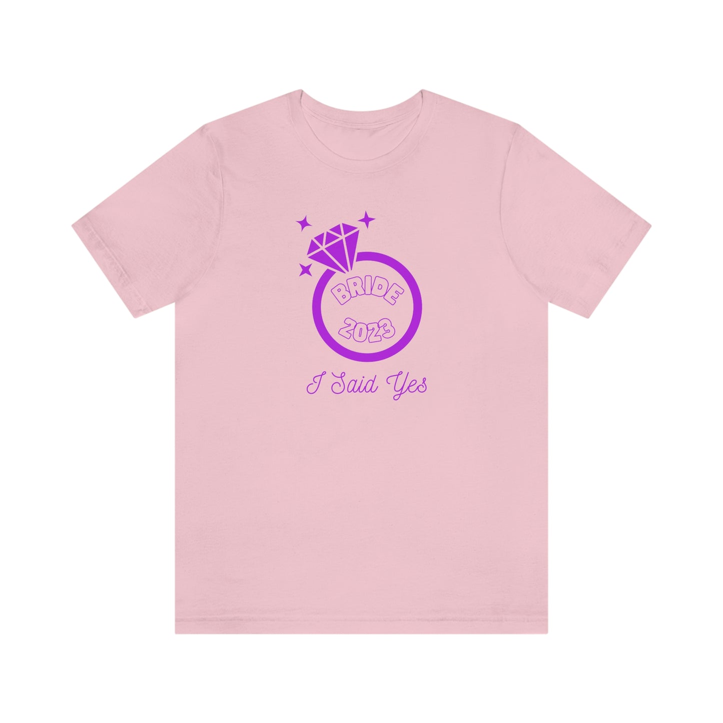 I Said Yes Bride 2023 Engagement Purple Diamond Ring Unisex Jersey Short Sleeve Tee Small-3XL