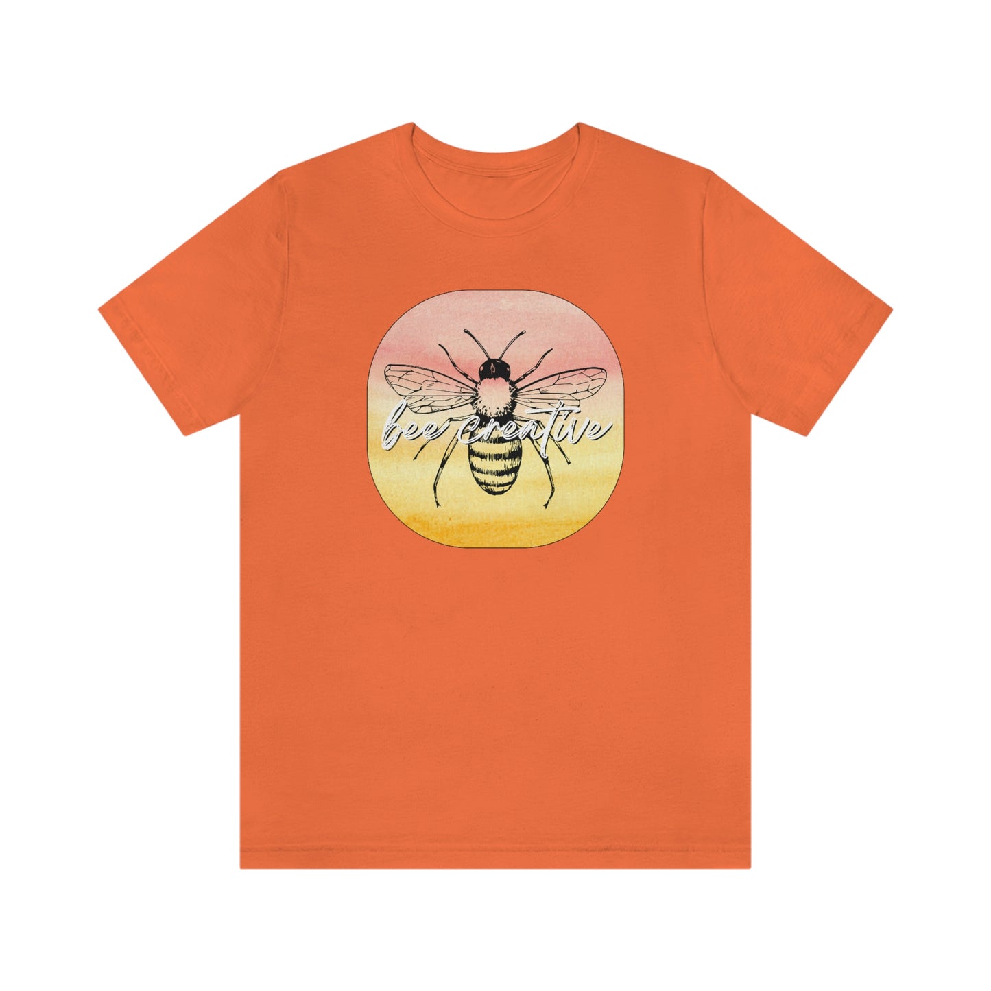 Bee Creative Orange Yellow Ombre Watercolor Background Makers Artists Crafters Unisex Jersey Short Sleeve Tee Small-3XL