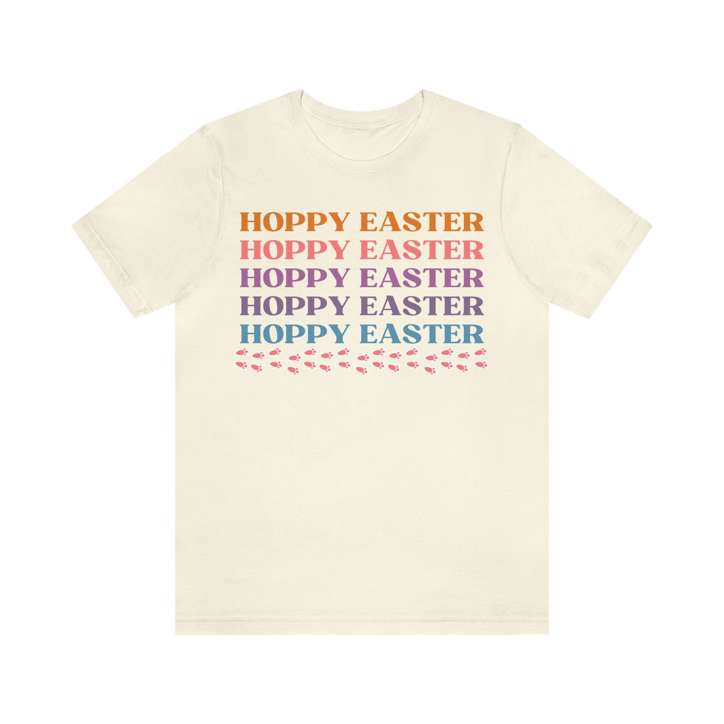 Hoppy Easter Bunny Rabbit Tracks Paw Prints Unisex Jersey Short Sleeve Tee Small-3XL Happy Easter