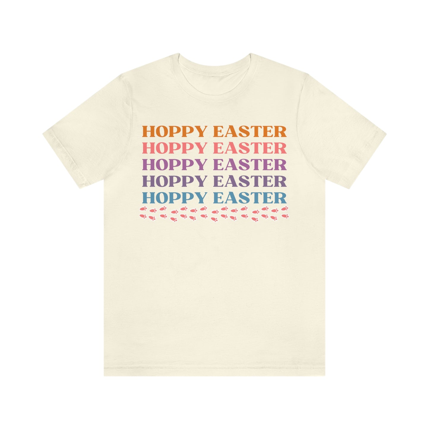 Hoppy Easter Bunny Rabbit Tracks Paw Prints Unisex Jersey Short Sleeve Tee Small-3XL Happy Easter
