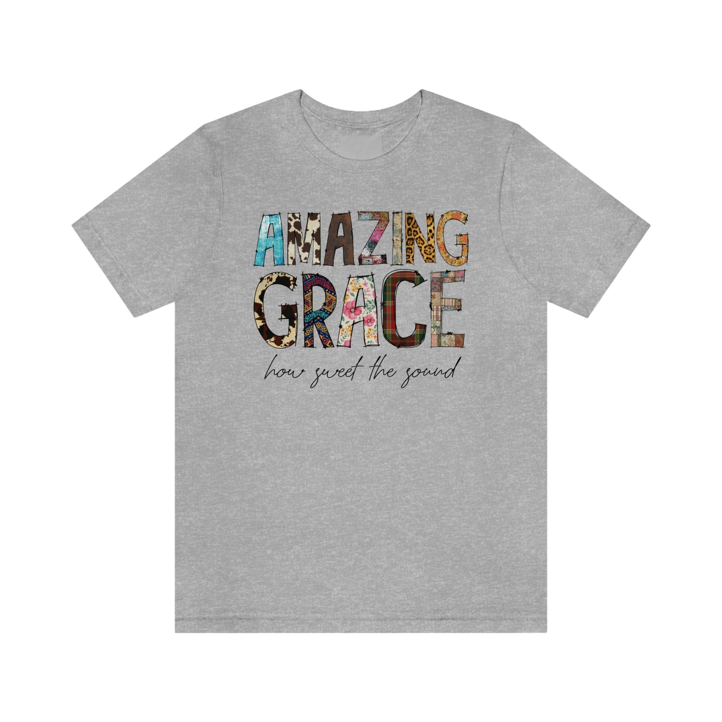 Amazing Grace Mixed Media Look Unisex Jersey Short Sleeve Tee S-3XL