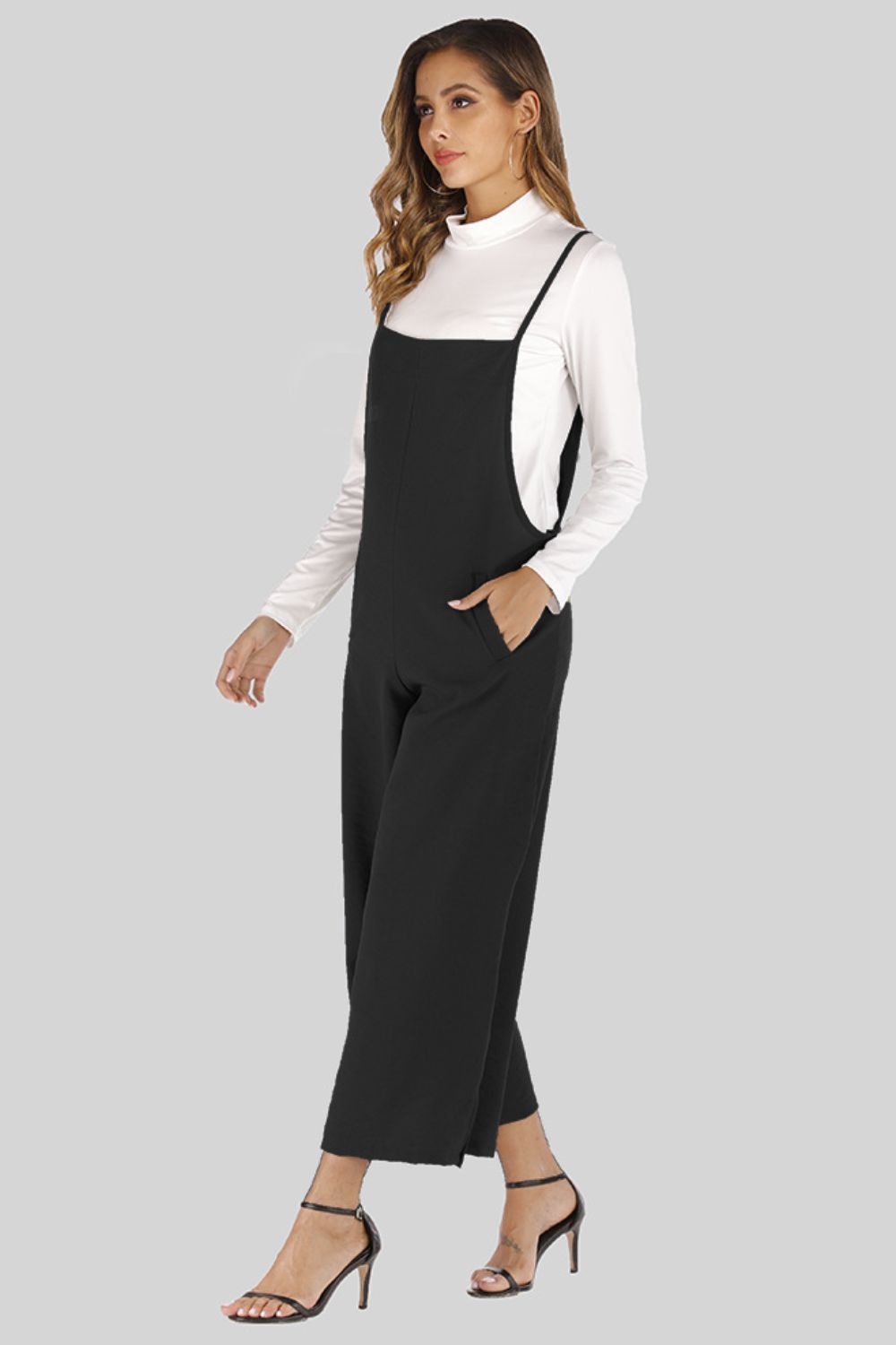 Ohai Cropped Wide Leg Overalls with Pockets S-5XL